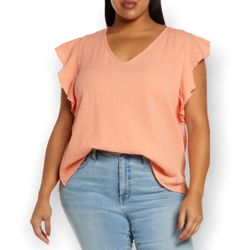 Caslon Ruffle Sleeve Top 4X